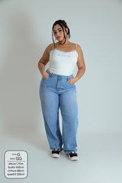 calça jeans ajustável reta estrela LUV