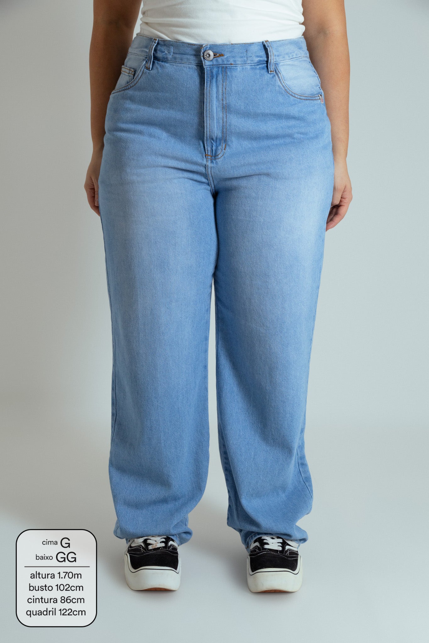 calça jeans ajustável reta estrela LUV