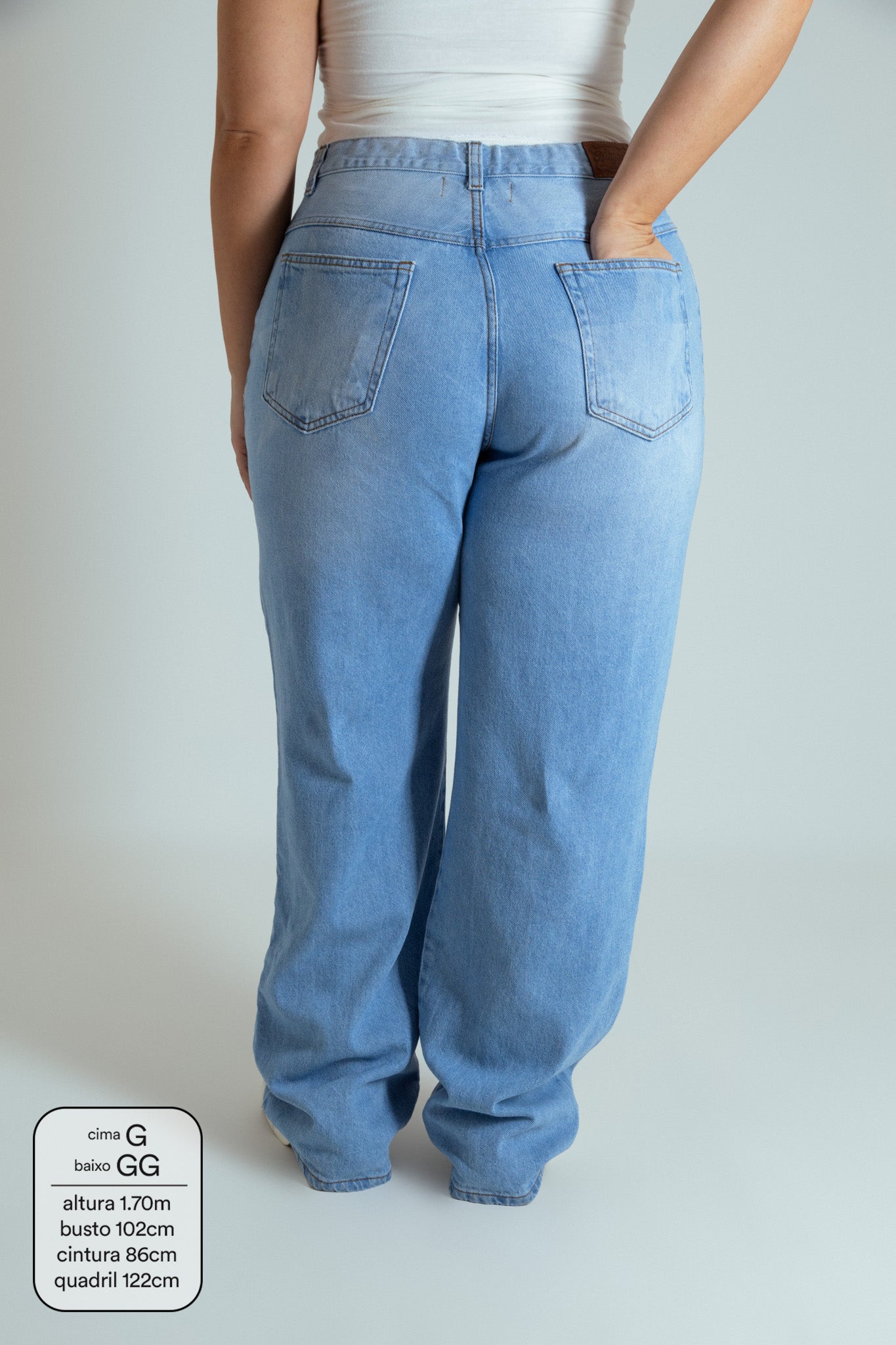 calça jeans ajustável reta estrela LUV
