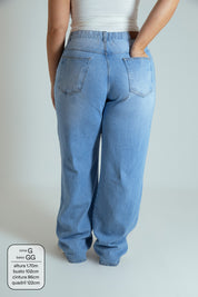 calça jeans ajustável reta estrela LUV