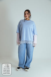 camisetão sobreposição renda oversized LUV