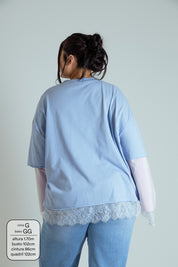 camisetão sobreposição renda oversized LUV