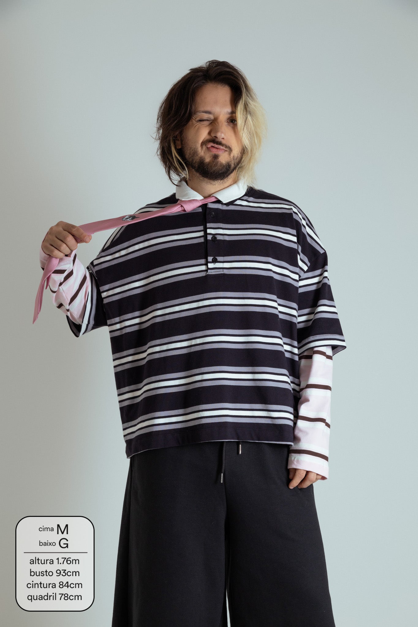 polo listrada oversized manga curta luv