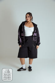 moletom estampado com zíper e capuz oversized LUV