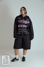 moletom estampado com zíper e capuz oversized LUV