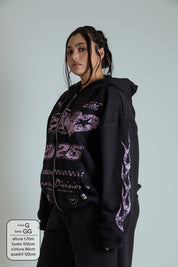 moletom estampado com zíper e capuz oversized LUV