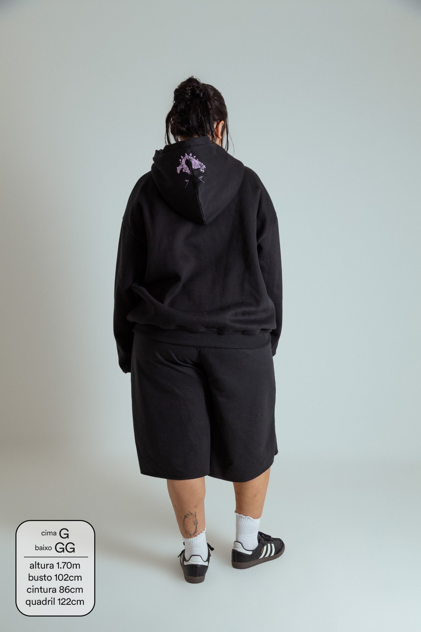 moletom estampado com zíper e capuz oversized LUV