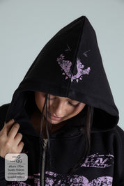 moletom estampado com zíper e capuz oversized LUV