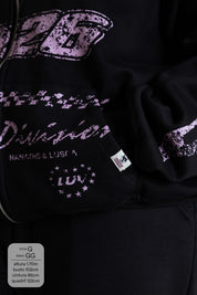 moletom estampado com zíper e capuz oversized LUV