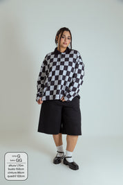 polo emo quadriculada oversized manga longa LUV