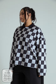 polo emo quadriculada oversized manga longa LUV