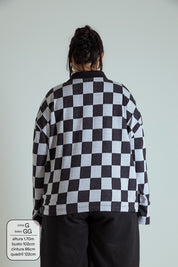 polo emo quadriculada oversized manga longa LUV