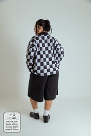 polo emo quadriculada oversized manga longa LUV