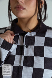 polo emo quadriculada oversized manga longa LUV