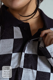 polo emo quadriculada oversized manga longa LUV