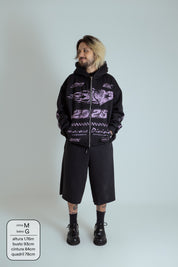moletom estampado com zíper e capuz oversized LUV