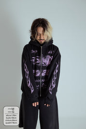 moletom estampado com zíper e capuz oversized LUV