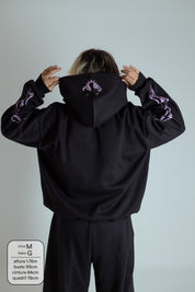 moletom estampado com zíper e capuz oversized LUV
