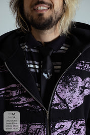 moletom estampado com zíper e capuz oversized LUV