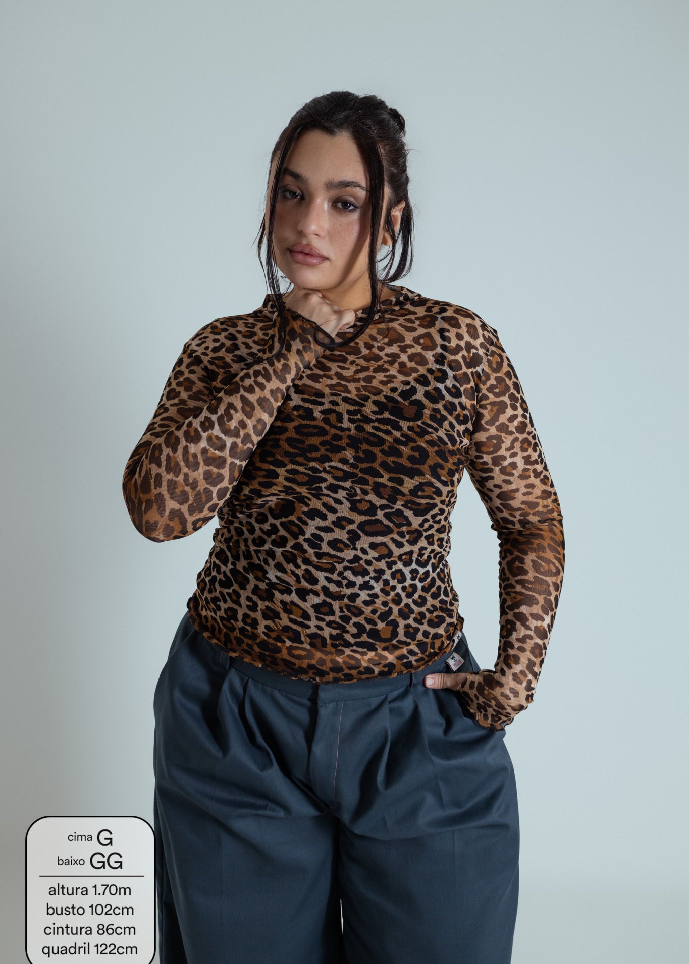 blusa segunda pele de tule oncinha LUV