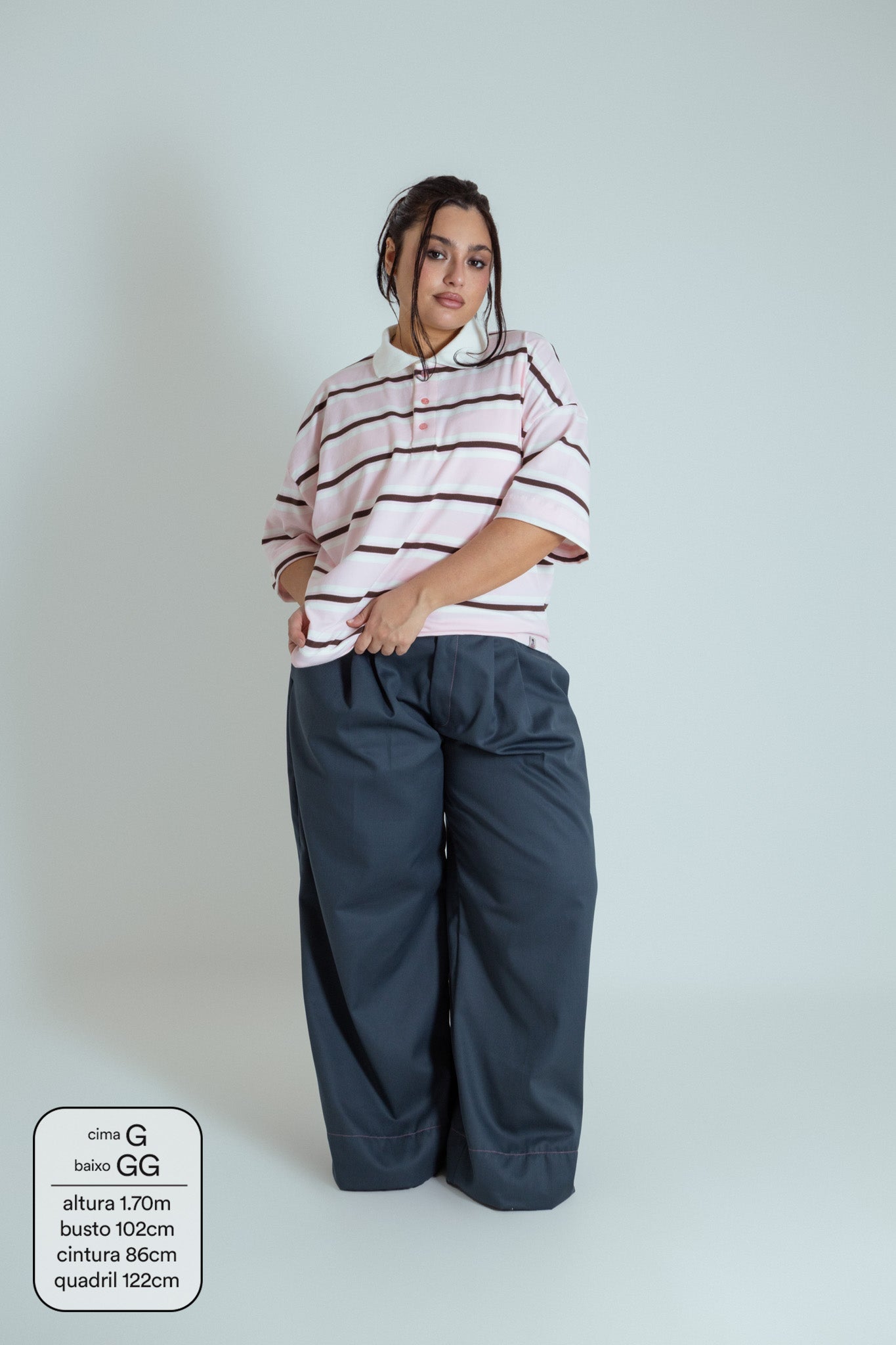 polo listrada oversized manga curta luv