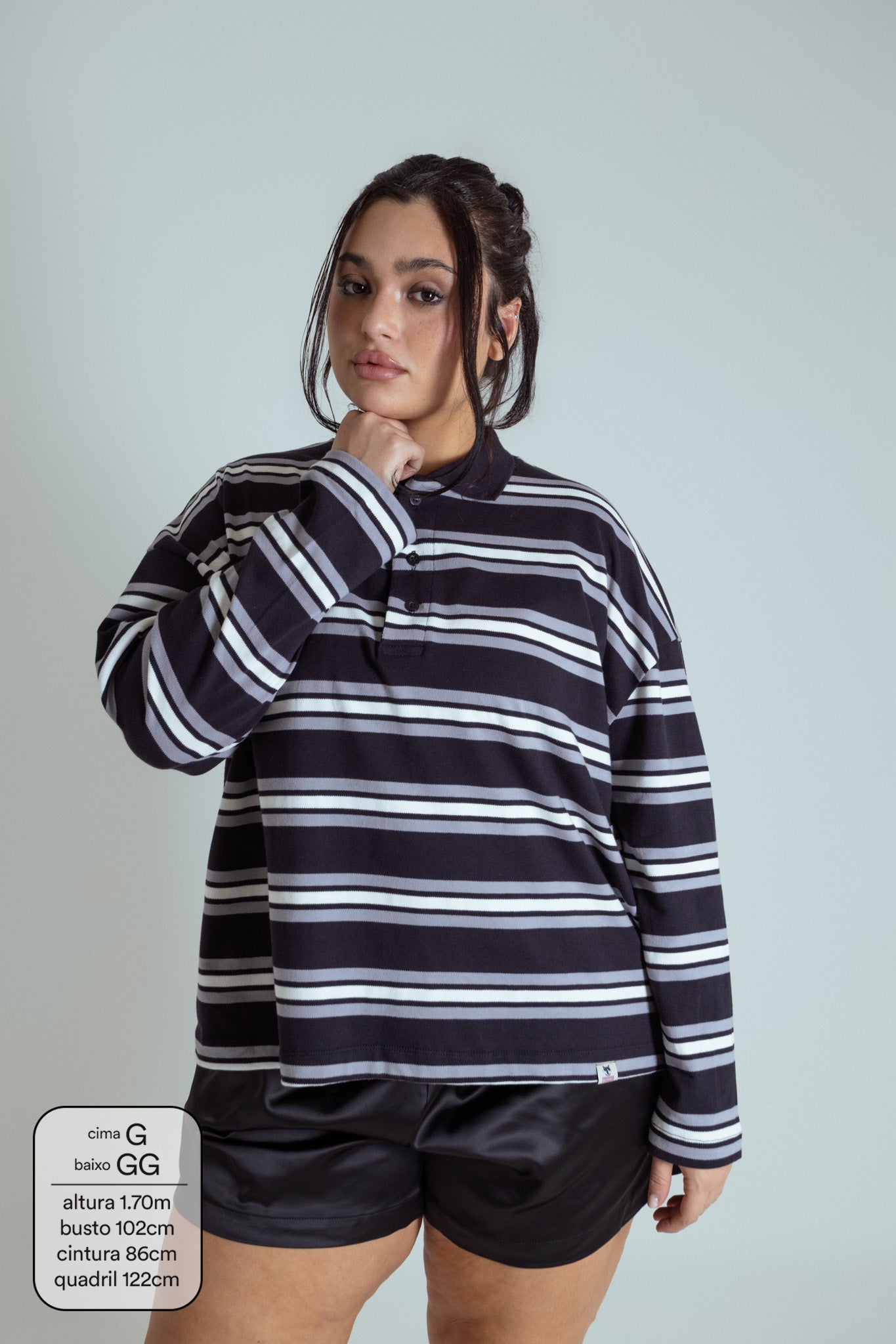 polo listrada oversized manga longa luv