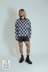 polo emo quadriculada oversized manga longa LUV