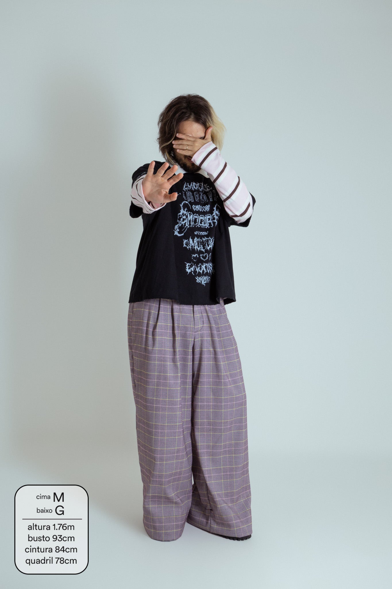 calça xadrez alfaiataria ajustável LUV