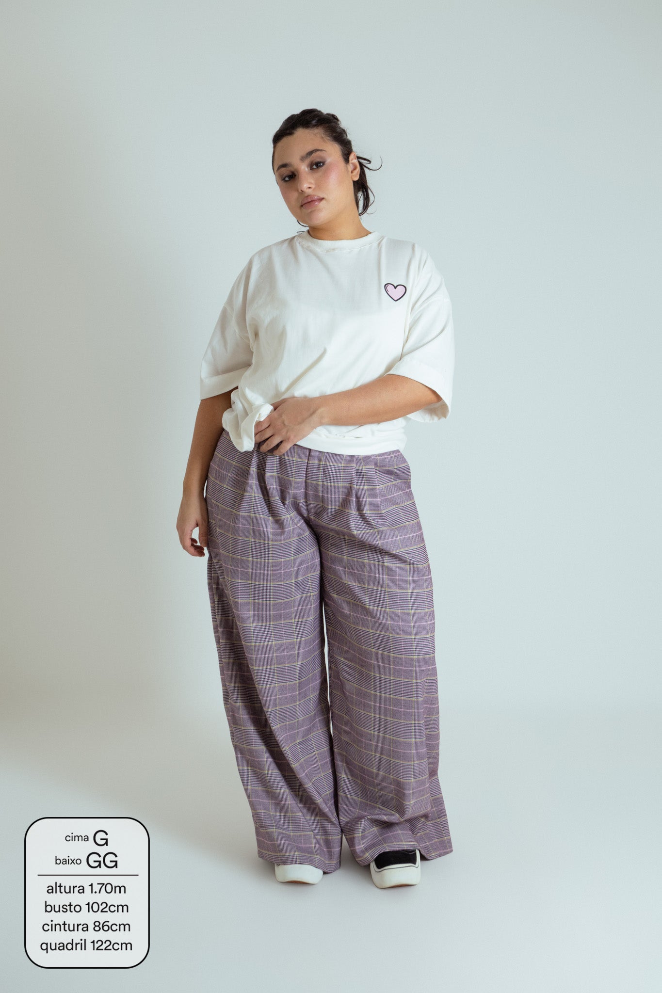 calça xadrez alfaiataria ajustável LUV
