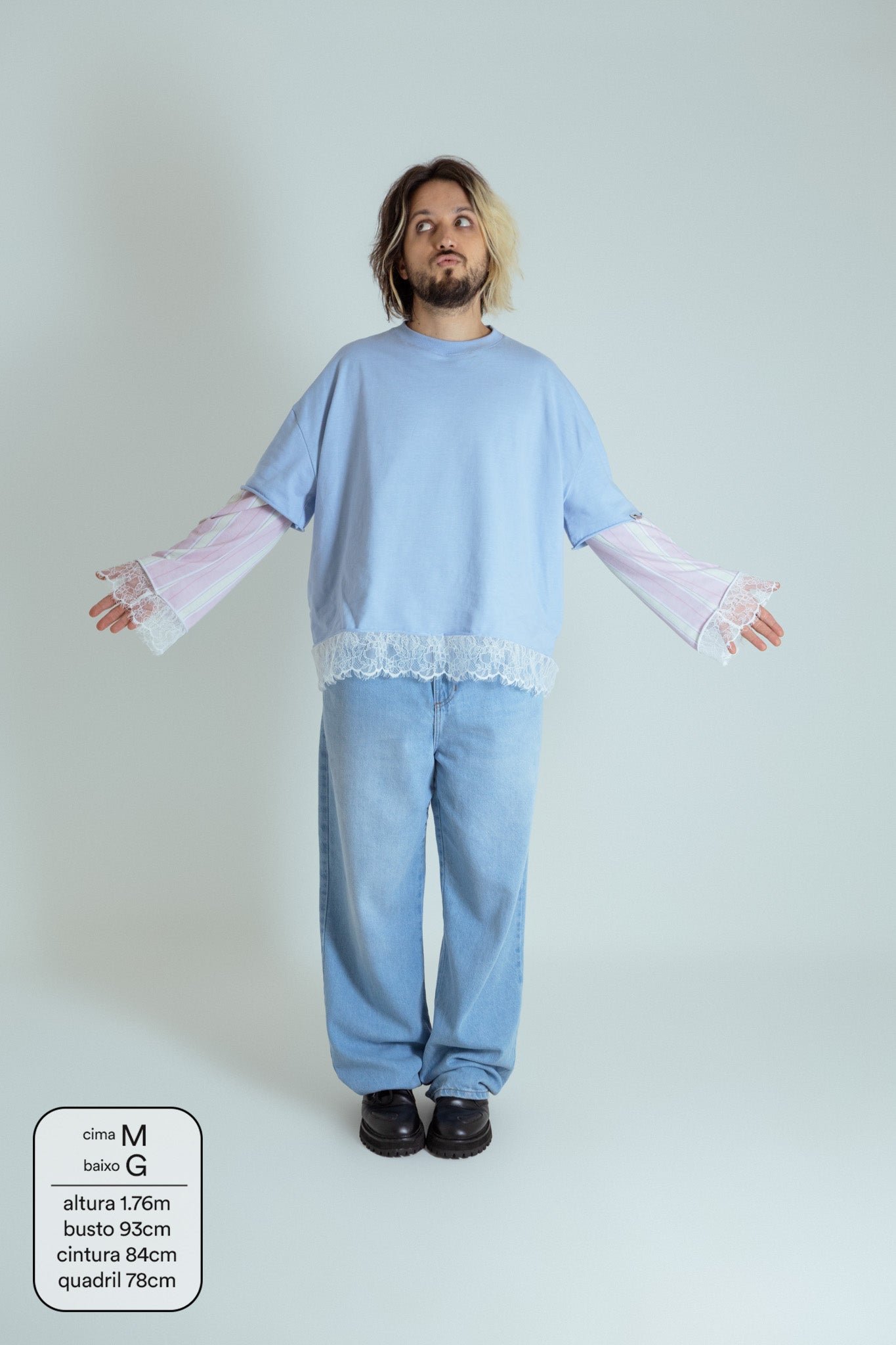calça jeans ajustável reta estrela LUV