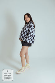 polo emo quadriculada oversized manga longa LUV