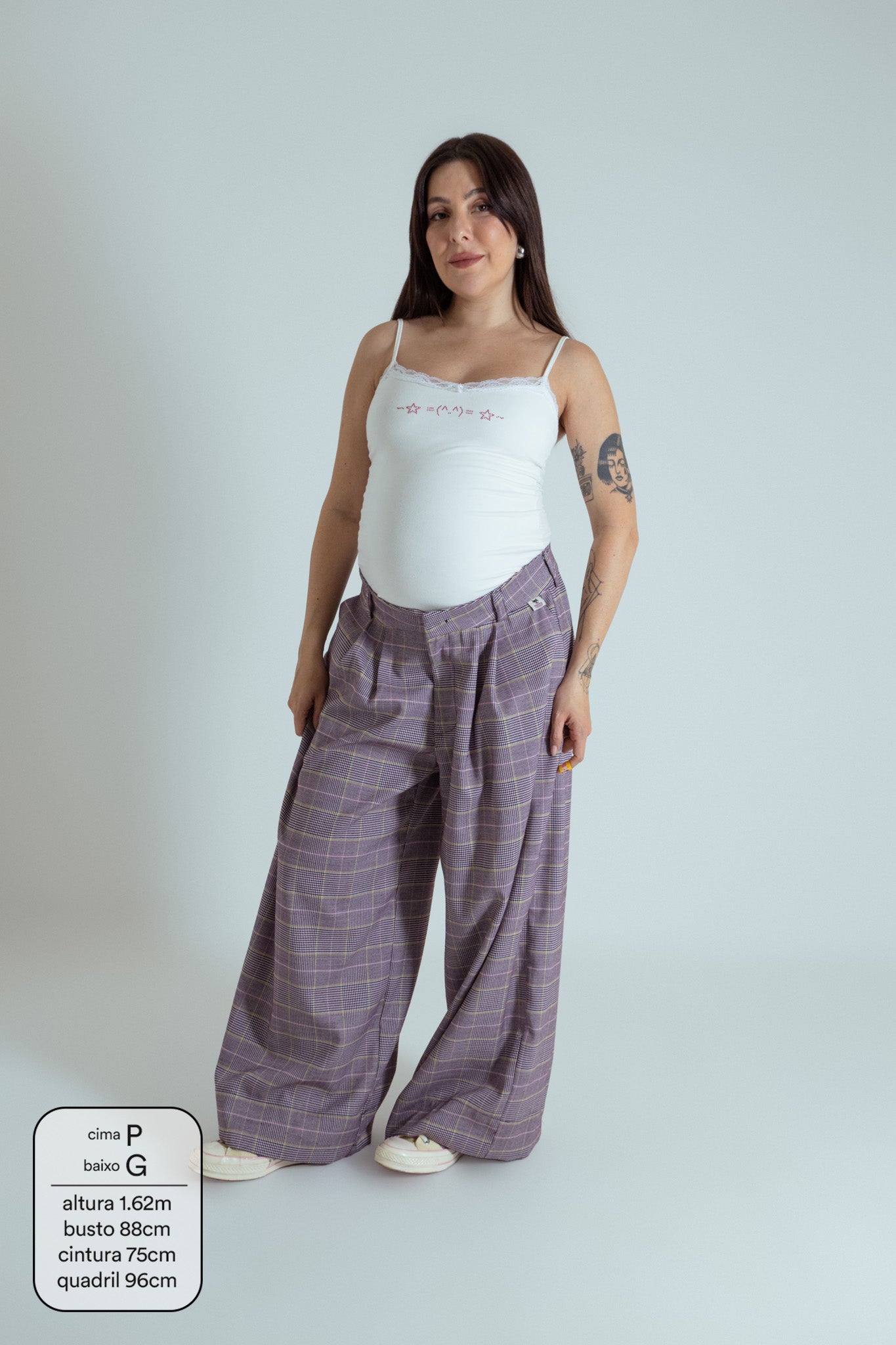 calça xadrez alfaiataria ajustável LUV