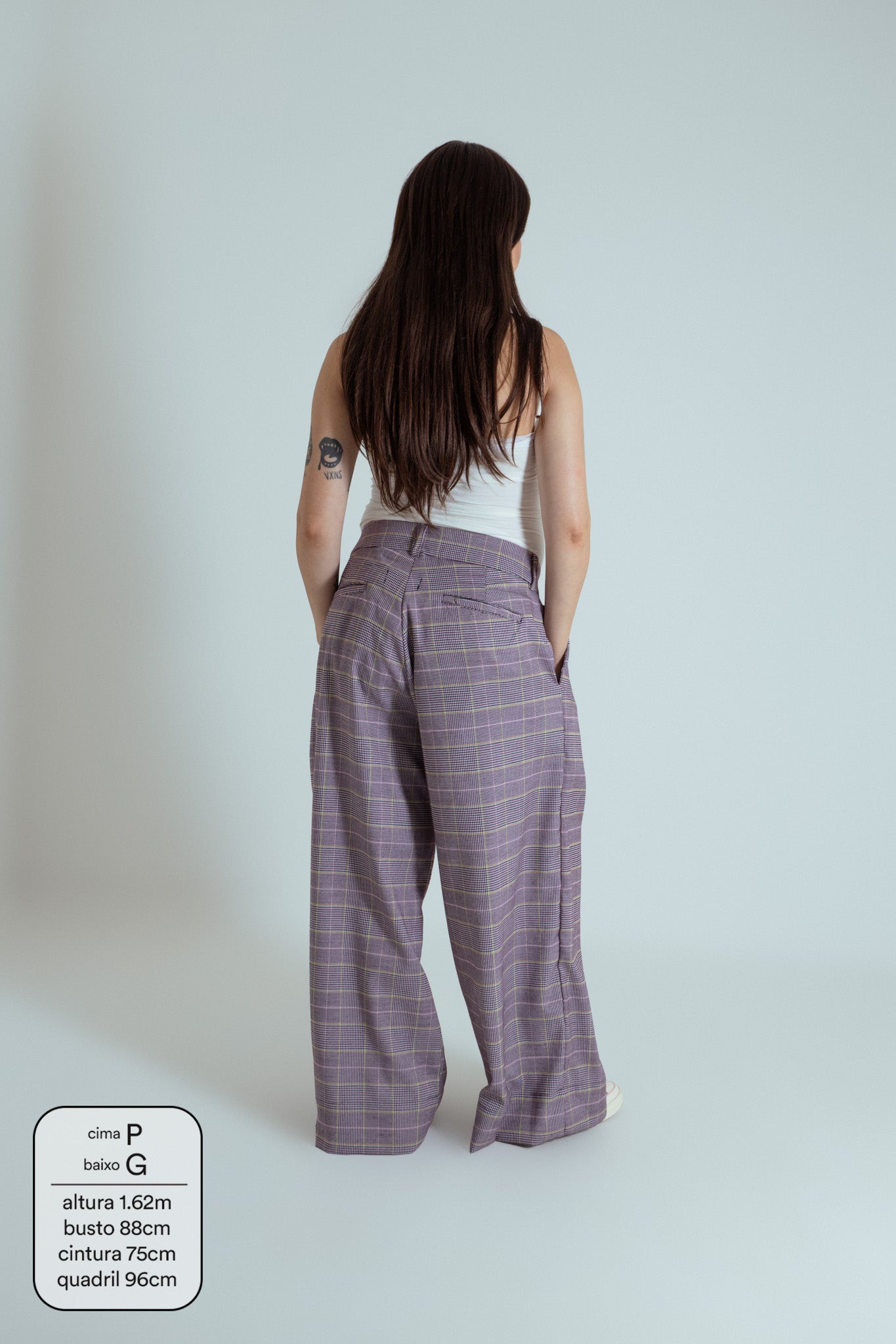 calça xadrez alfaiataria ajustável LUV
