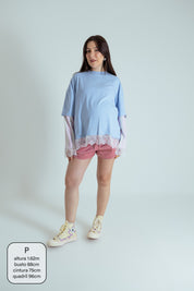 camisetão sobreposição renda oversized LUV