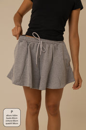 short de moletom recortes cozy | short moletom feminino com cós de elástico e cordão