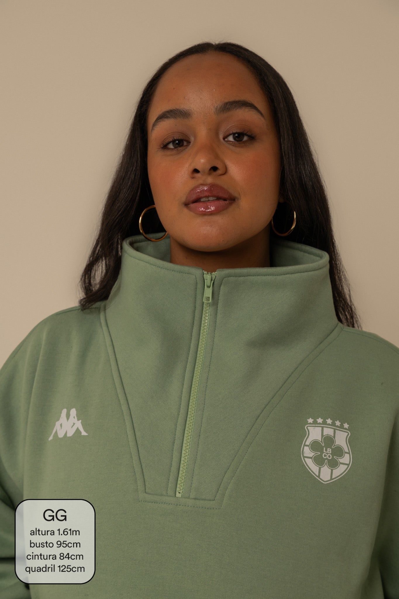 moletom gym babe lela & kappa | moletom oversized com zíper e bolsos