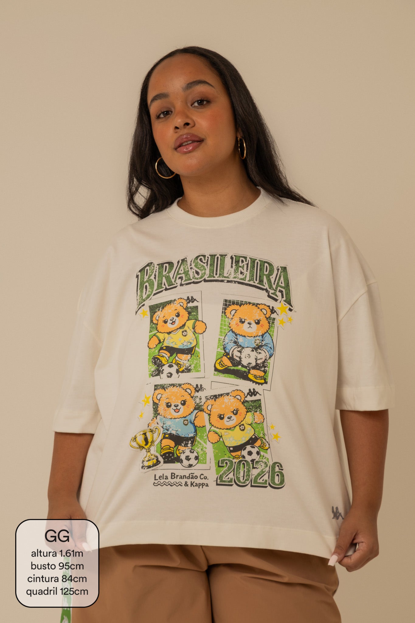 camisetão figurinha brasileira lela & kappa | camiseta oversized 100% algodão