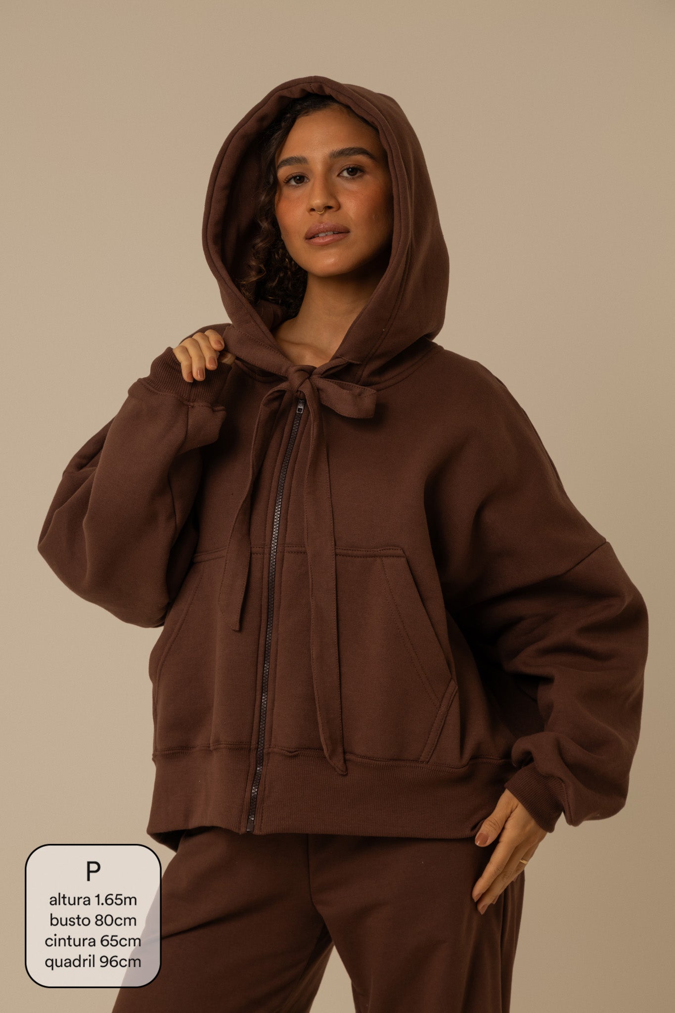 moletom laço cozy | moletom oversized feminino com capuz e zíper