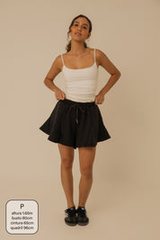 short de moletom recortes cozy | short moletom feminino com cós de elástico e cordão