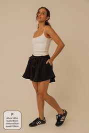 short de moletom recortes cozy | short moletom feminino com cós de elástico e cordão
