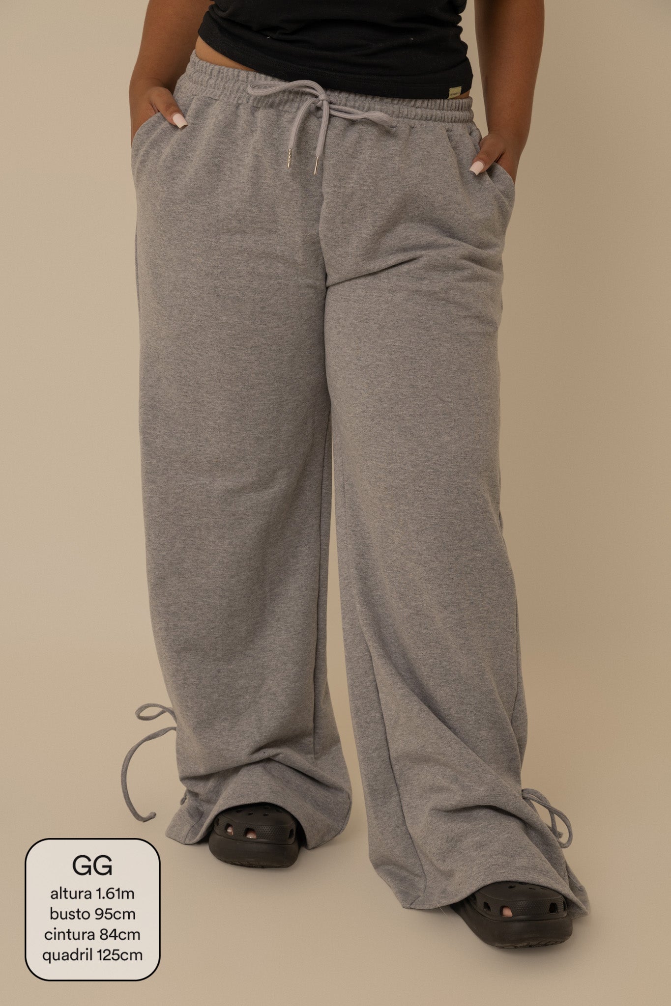 calça de moletom laço cozy | calça de moletom feminina com amarração e bolsos grandes