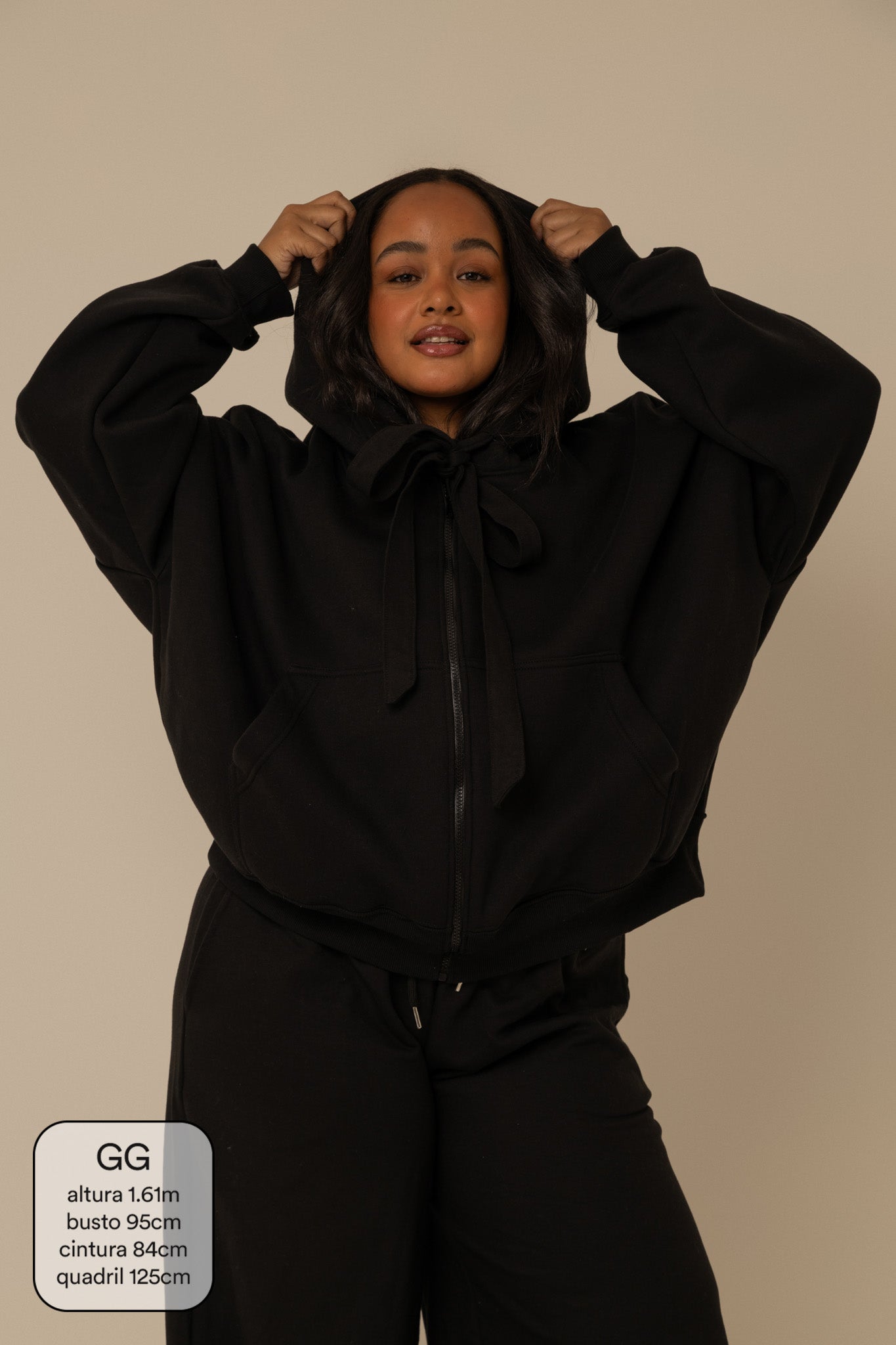 moletom laço cozy |  moletom oversized feminino com capuz e zíper