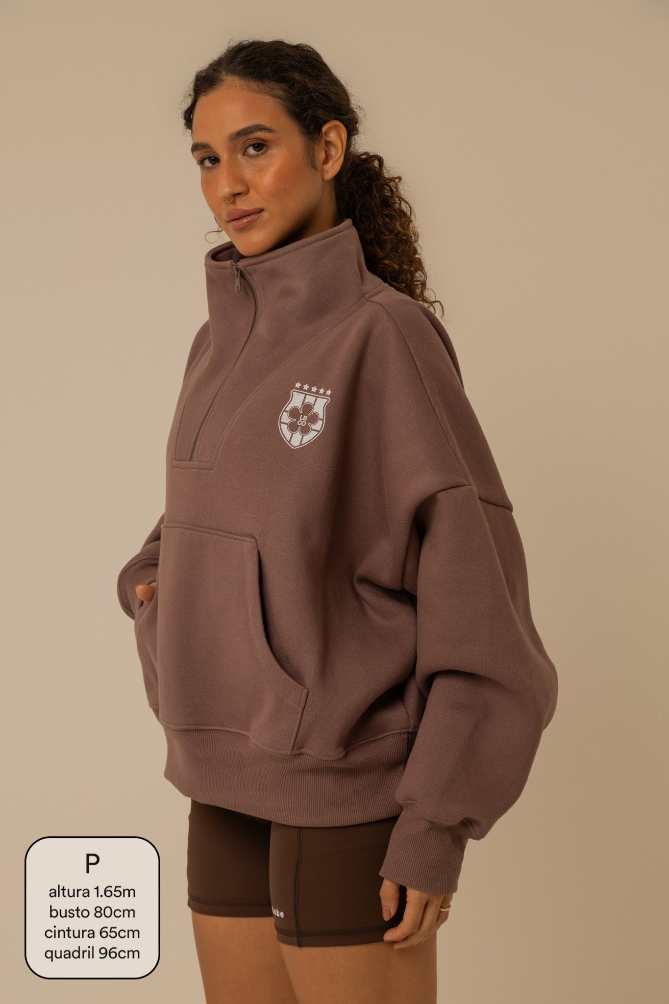 moletom gym babe lela & kappa | moletom oversized com zíper e bolsos