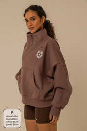 moletom gym babe lela & kappa | moletom oversized com zíper e bolsos