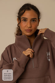 moletom gym babe lela & kappa | moletom oversized com zíper e bolsos