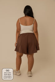 short de moletom recortes cozy | short moletom feminino com cós de elástico e cordão