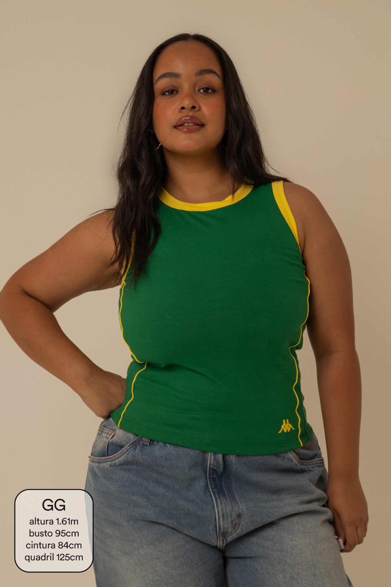 regata verde e amarela lela & kappa | regata feminina cores do brasil