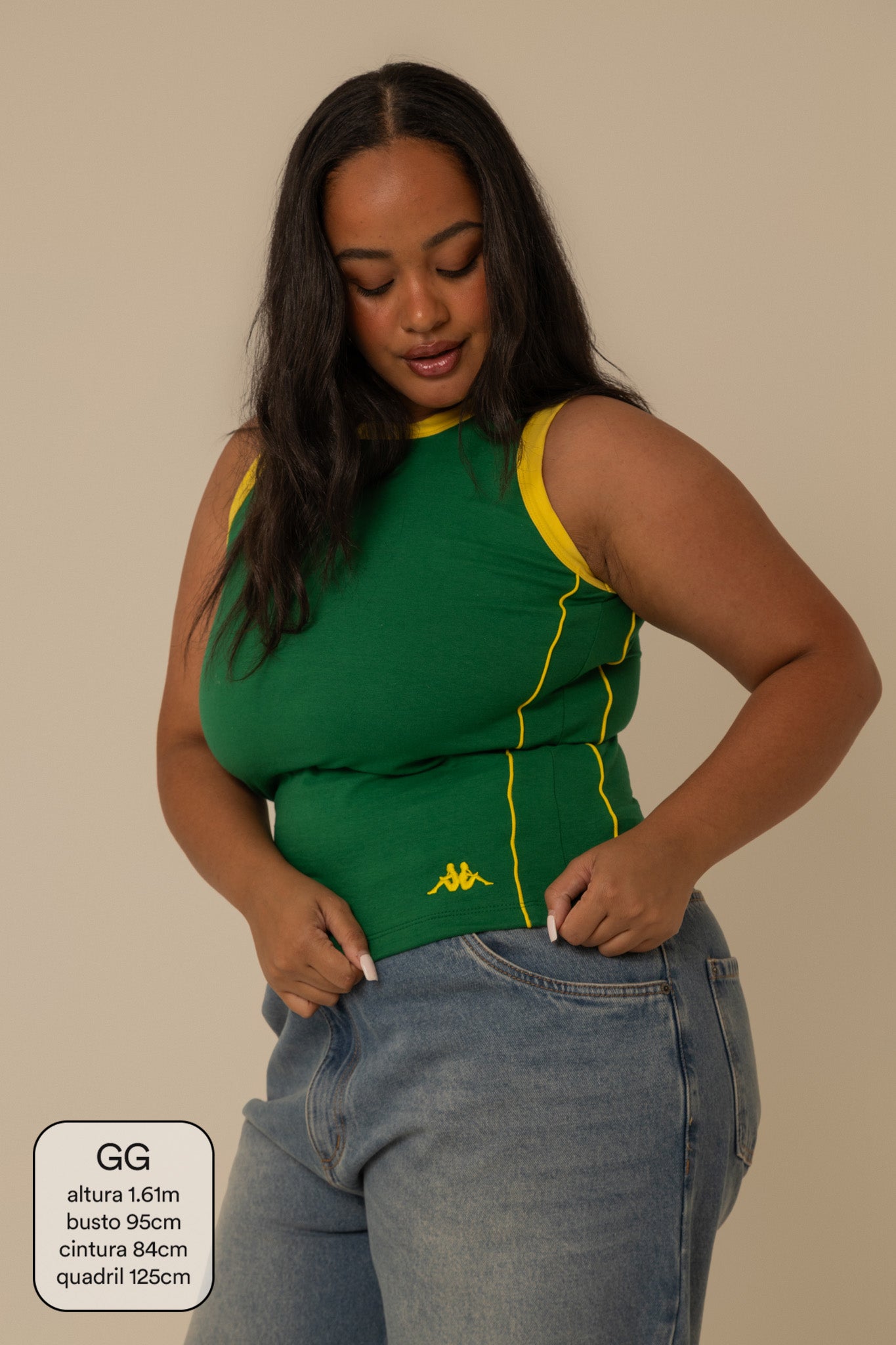 regata verde e amarela lela & kappa | regata feminina cores do brasil
