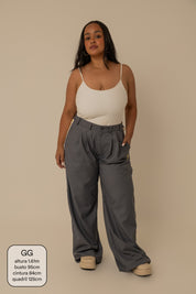 calça alfaiataria lela & kappa | calça feminina de alfaiataria wide leg
