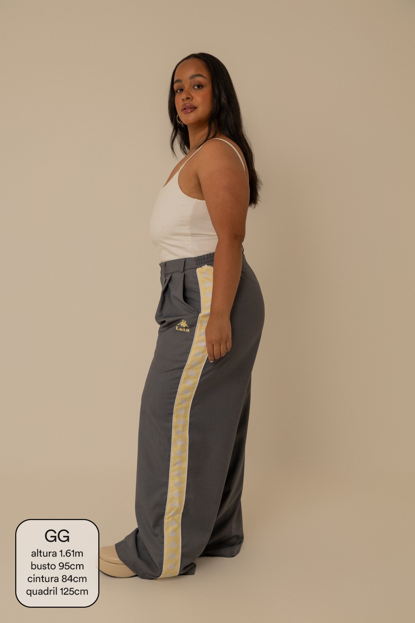 calça alfaiataria lela & kappa | calça feminina de alfaiataria wide leg